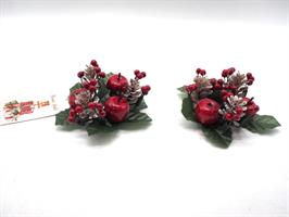 Girocandela Natalizio Diam.10Cm.    Con 3Bacche E 3Pigne