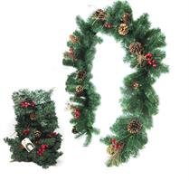 Filo Verde L.2,70Mt/Largh.26Cm.-220Tips/6Cm. C/15Set Bacche+15Pigne