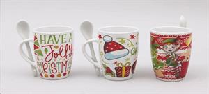 Tazza Ceramica Cm.8,5X10,2 Con Cucchiaino 3 Decori Assortiti In Sc