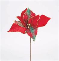 Stella Di Natale Cm.33 Rosso Velluto E Scozzese