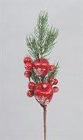 Ramo Pvc Cm.35H Dec.Bacche Rosse E Mele Zuccherate