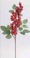 Rametto Pvc Cm.65H Dec.Bacche Rosse Zuccherate Foglie Verdi