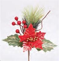 Rametto Pvc Cm.23H Stella Di Natale Rossa C/Foglie E Bacche