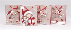 Busta Regalo Cm.26X10X32H Grigia Dec.Bambina  4 Ass.