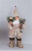 Babbo Natale Marrone Cm.80 C/Racchette/Sacco Doni E Lanterna