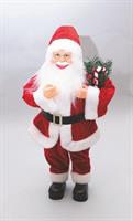 Babbo Natale Cm.60 C/Vestito Velluto Rosso E Rametto Candy Cane
