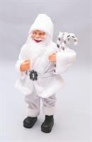 Babbo Natale Cm.40 C/Vestito Velluto Bianco E Candy Cane Argento