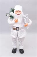 Babbo Natale Cm.60 C/Vestito Velluto Bianco E Candy Cane Argento