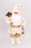 Babbo Natale Cm.80 Bianco/Oro Con Lanterna