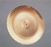 Piatto Plastica Tondo Cm.33Rombi Concentrici Oro Met.