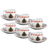 6 Tazze Con Piattino Christmas Tree