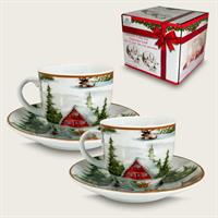 2 Tazze Con Piatto Christmas Land