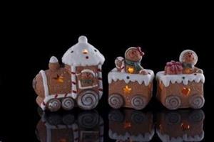 Trenino Natale Ceramica 3Pz+Led 9X15Xh15