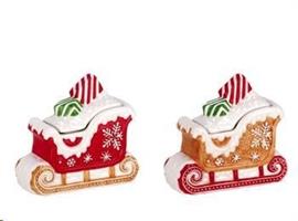 Scatola Slitta Ceramica Natale 17X8Xh16