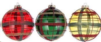 Pallina Natale Vetro Tartan A3C Exp6 D12