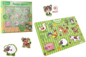 Puzzle 29X21.5Cm B/O C/Suono Versi Animali