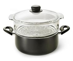 Casseruola con Vaporiera cm. 20 Fuoco&Idee+ Coperchio in Vetro Accademia