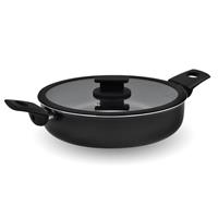 Tegame 2 Manici Coperchio Vetro Vulcano Cm.26 Accademia Mugnano