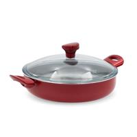 Tegame 2M cm.28 Corallo con coperchio in vetro Accademia Mugnano
