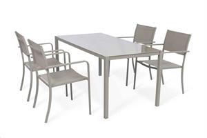 Tavolo Wendy Cm.150x80x74 h Struttura in Ferro Sabbia con Vetro