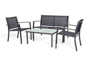 SalottoLife 4Pcs-Divano cm.110x58x75h-Tavolo cm.84x44x38h Antracite