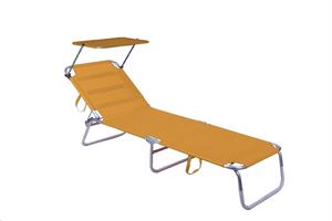 Lettino Beachcm.189x56x27h con Parasole in Alluminio Diam.22 Orange