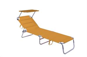 Lettino Beachcm.189x56x27h con Parasole in Alluminio Diam.22 Orange