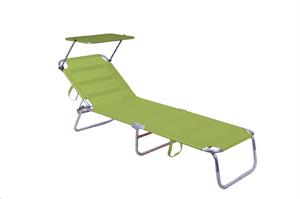 LettinoBeachcm.189x56x27h con Parasole in Alluminio Diam.22 Green