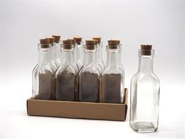 Bottiglietta Vetro Trasparente Quadrato Con Tappo Sughero H.16X5X5Cm.