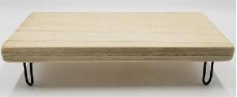 Vassoio Legno Naturale Con Piedini Metallo H9.5X41X20Cm