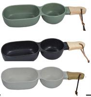 Set 2 Ciotoline In Ceramica Con Manico Legno 34.5X9.5X5.5Cm