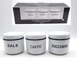 Set 3 Barattoli Vetro Rotondo H11.2X11.5 Sale/Zucchero/Caffe'-Bianco