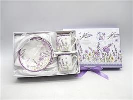 Set 2 Tazze Da Te Con Lavanda Con Piattini