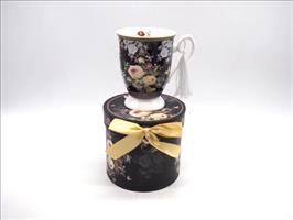 Tazza H.10X11,5X9Cm. Con Rose.Nera-Verde