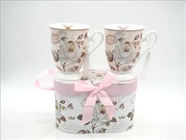 Set 2 Tazze H.11,5X9,5X19Cm. Disegno Rose
