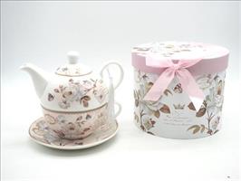 Tea For One Teiera Con Set Tazza E Piattino W/Roses