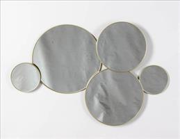 Composizione 5 Specchi Rotondi -Con Bordo Dorato - 80X53X5.5Cm