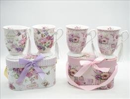 Set 2 Tazze H.11,5X9,5X19Cm. Disegno Rose