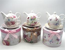 Tea For One Teiera Con Set Tazza E Piattino Disegno Fiori