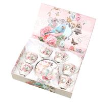 Set 6 Tazzine Con Piattino Disegno Flowers