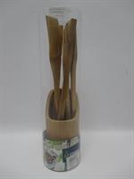 Set Porta Mestoli Con 4 Mestoli Legno L. 30Cm