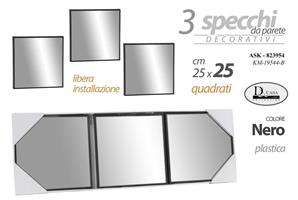 3 Specchi Qti Neri 25Cm Km19544-B