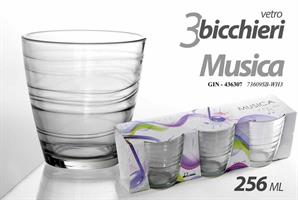3 Bicchieri Acqua 256 Ml Musica