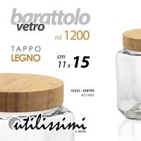 Barattolo Vetro Utilissimi Gicos 1,2 Lt Tappo Legno 11x11x15 Cm
