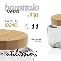 Barattolo Vetro Utilissimi Gicos 850 Ml Tappo Legno 11x11x11 Cm