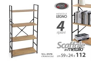 Scaffale 4 Ripiani 59*24*112 Cm