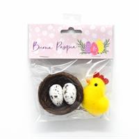 Pulcino Peloso Con Nido Con 2 Ovetti H.5X4,5Cm.