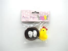 Pulcino Peloso Con Nido Con 2 Ovetti H.5X4,5Cm.