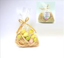 Sacchettino Paglia Con 12 Uova Colorati Con Buco H2,3X1.8Cm.