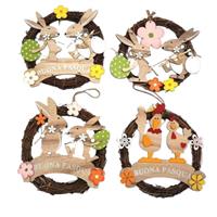 Corona Rami D.23Cm. Con Soggetti Legno Pasquali